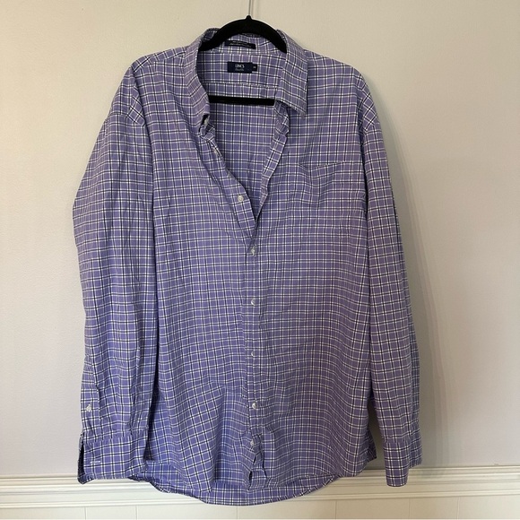 Lincs David Chu Mens Long Sleeve Purple & White Plaid Button Up Shirt Sz XXL GUC - Picture 2 of 7
